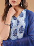 Indigo Pure Cotton Floral Printed A-line Kurta Set
